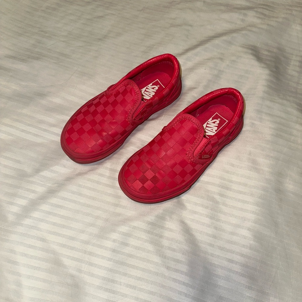 Vans Kids Checkered PINK Slip-On Sneakers